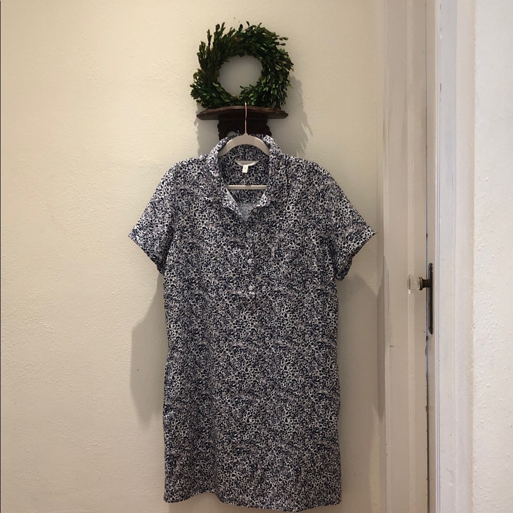 Garnet Hill Linen Relaxed Popover Shirtdress. Size L (12-14).